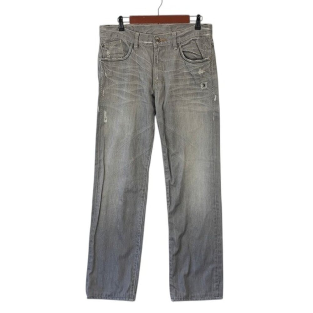 Monarchy Atelier Men’s Jeans 32W Gray Distressed‎ Slim Fit Denim Designer